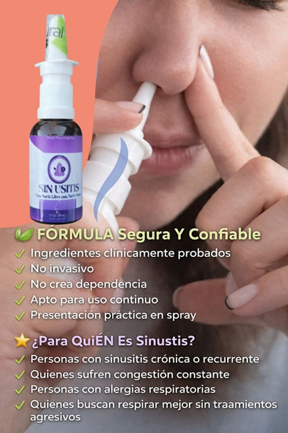 Sinusitis Spray + Elimina La Congestión Nasal y síntomas de Rinitis y Sinusitis