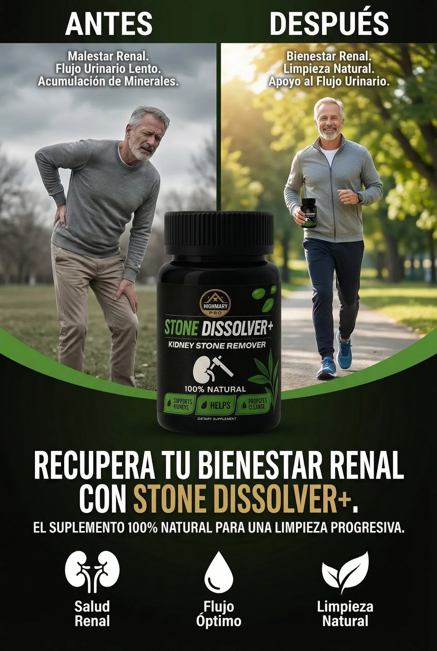 STONE DISSOLVER™ - Disuelve Cálculos, Alivia Dolor y Mejora el Flujo Urinario